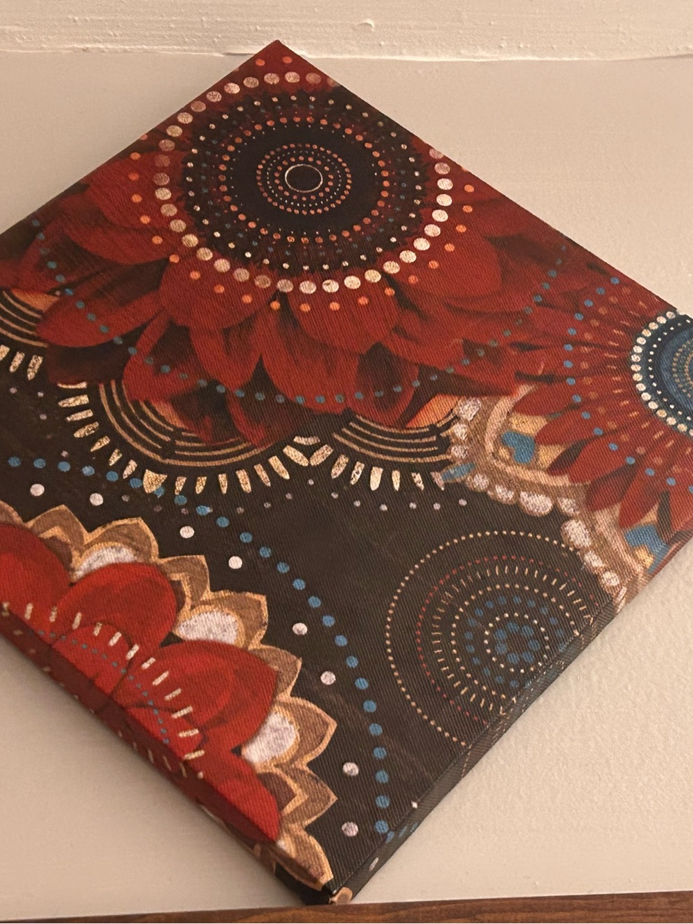 Red Floral Mandala Canvas Wall Art